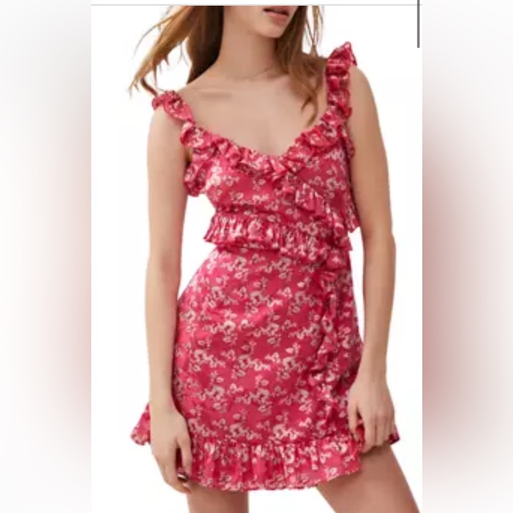 Raspberry Floral Frill Cami Dress